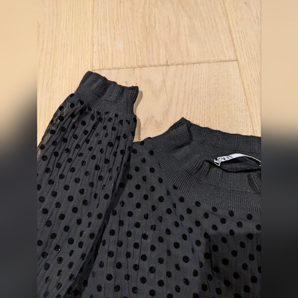 Zara Sheer Polkadot Mock Neck Shirt. Size small. - Picture 3 of 5